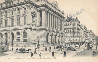 Carte postale ancienne La Bourse et la Caunebiere — Marseille (Bouches-du-Rhône)