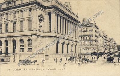 Carte postale ancienne La Bourse et la Cannebière — Marseille (Bouches-du-Rhône)