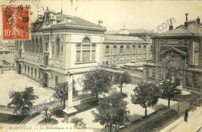 Carte postale ancienne La Bibliothèque et le Conservatoire — Marseille (Bouches-du-Rhône)