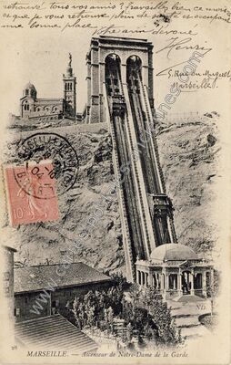 Carte postale ancienne Ascenseur de Notre-Dame de la Garde — Marseille (Bouches-du-Rhône)