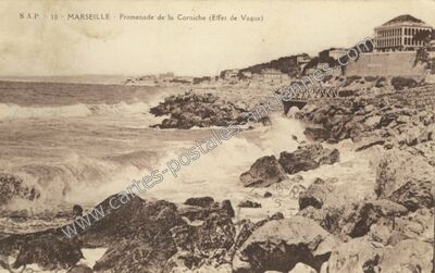 Carte postale ancienne Promenade de la Corniche (Effet de Vague) — Marseille (Bouches-du-Rhône)