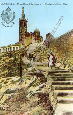 Carte postale ancienne Notre-Dame de la Garde - Les Escaliers du Roucas Blanc — Marseille (Bouches-du-Rhône)