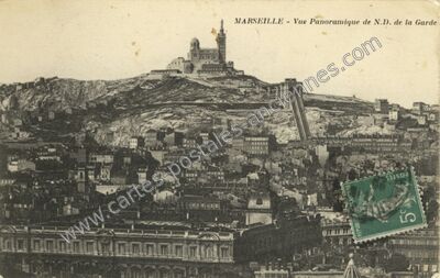 Carte postale ancienne Vue Panoramique de N.D. de la Garde — Marseille (Bouches-du-Rhône)