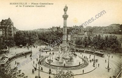 Carte postale ancienne Place Castellane et la Fontaine Cantini — Marseille (Bouches-du-Rhône)