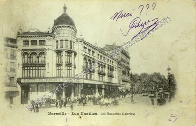 Carte postale ancienne Nouvelles Galeries - Entrée Libre — Marseille (Bouches-du-Rhône)