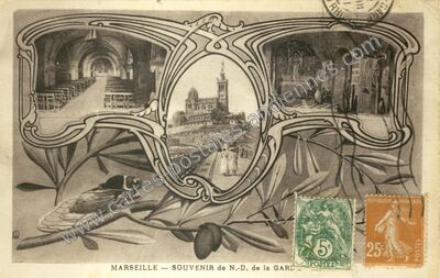 Carte postale ancienne Souvenir de N.-D. de la Garde — Marseille (Bouches-du-Rhône)