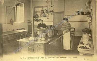 Carte postale ancienne Hospice des Dames du Calvaire - Cuisine — Marseille (Bouches-du-Rhône)