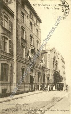 Carte postale ancienne Secours aux Blessés Militaires — Marseille (Bouches-du-Rhône)