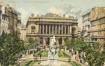 Carte postale ancienne La Bourse, Monument Puget — Marseille (Bouches-du-Rhône)