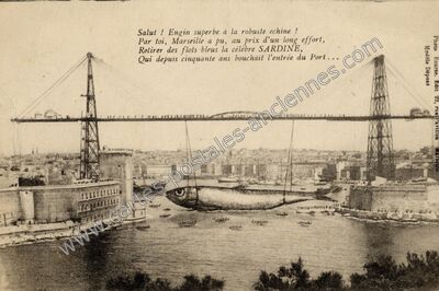 Carte postale ancienne Engin superbe à la robuste echine, Retirer des flots bleus la célèbre SARDINE — Marseille (Bouches-du-Rhône)