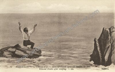 Carte postale ancienne Le Château d'If. - Edmond Dantès après son Évasion du Sac — Marseille (Bouches-du-Rhône)