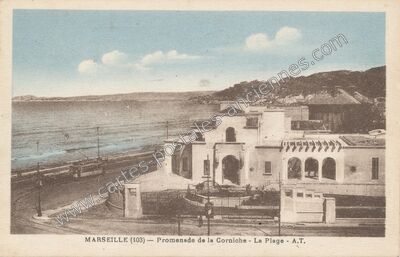 Carte postale ancienne Promenade de la Corniche - La Plage — Marseille (Bouches-du-Rhône)