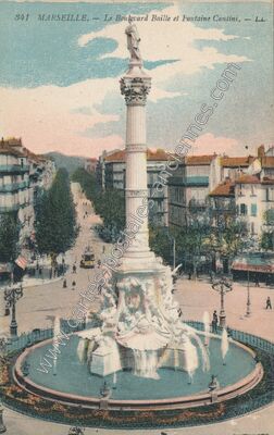 Carte postale ancienne Le Boulevard Baille et Fontaine Cantini — Marseille (Bouches-du-Rhône)