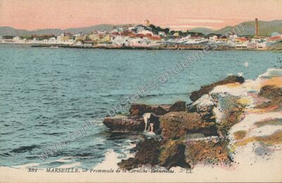 Carte postale ancienne Promenade de la Corniche-Bonneveine — Marseille (Bouches-du-Rhône)