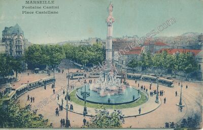 Carte postale ancienne Fontaine Cantini, Place Castellane — Marseille (Bouches-du-Rhône)