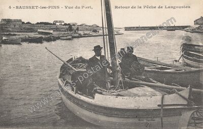 Carte postale ancienne Vue du Port, Retour de la Pêche de Langoustes — Sausset-les-Pins (Bouches-du-Rhône)