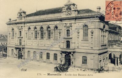 Carte postale ancienne Ecole des Beaux-Arts et Bibliothèque de la Ville — Marseille (Bouches-du-Rhône)