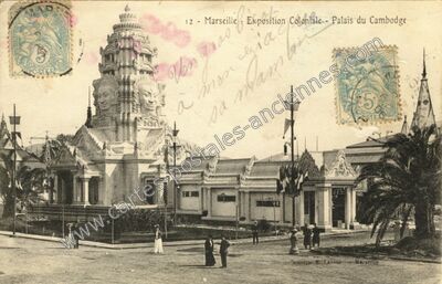 Carte postale ancienne Exposition Coloniale - Palais du Cambodge — Marseille (Bouches-du-Rhône)