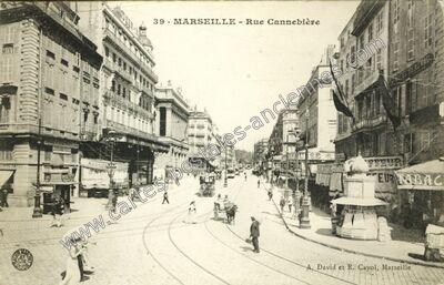 Carte postale ancienne Rue Cannebière — Marseille (Bouches-du-Rhône)
