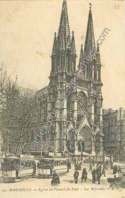 Carte postale ancienne Eglise St-Vincent-de-Paul - Les Réformés — Marseille (Bouches-du-Rhône)