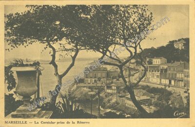 Carte postale ancienne La Corniche prise de la Réserve — Marseille (Bouches-du-Rhône)