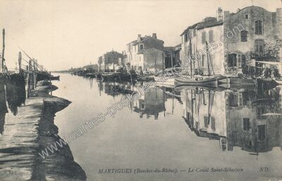 Carte postale ancienne Le Canal Saint-Sébastien — Martigues (Bouches-du-Rhône)