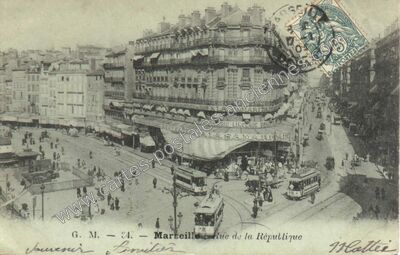 Carte postale ancienne Rue de la République — Marseille (Bouches-du-Rhône)