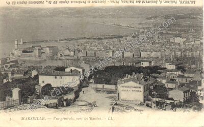 Carte postale ancienne Vue générale, vers les Bassins — Marseille (Bouches-du-Rhône)