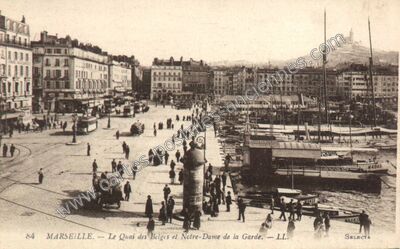 Carte postale ancienne Le Quai des Belges et Notre-Dame de la Garde — Marseille (Bouches-du-Rhône)