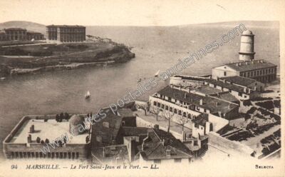 Carte postale ancienne Le Fort Saint-Jean et le Port — Marseille (Bouches-du-Rhône)