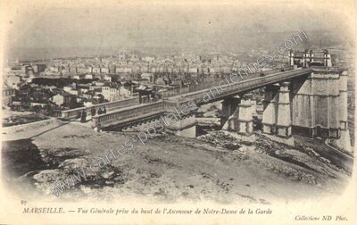 Carte postale ancienne Vue Générale prise du haut de l'Ascenseur de Notre-Dame de la Garde — Marseille (Bouches-du-Rhône)