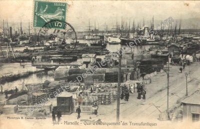 Carte postale ancienne Quai d'embarquement des Transatlantiques — Marseille (Bouches-du-Rhône)