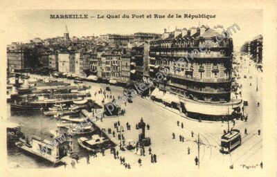 Carte postale ancienne Le Quai du Port et Rue de la République — Marseille (Bouches-du-Rhône)