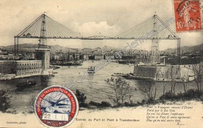 Carte postale ancienne Entrée du Port et Pont à Transbordeur — Marseille (Bouches-du-Rhône)