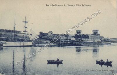Carte postale ancienne La Darse et Usine Kuhlmann — Port-de-Bouc (Bouches-du-Rhône)