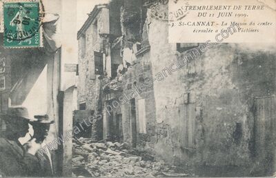 Carte postale ancienne La Maison du centre écroulée a fait 3 Victimes — Saint-Cannat (Bouches-du-Rhône)