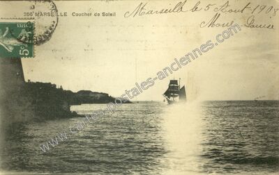 Carte postale ancienne Coucher de Soleil — Marseille (Bouches-du-Rhône)
