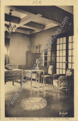 Carte postale ancienne Modern'-Hôtel - Un coin du Salon — Allanche (Cantal)