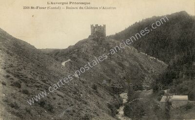 Carte postale ancienne Chateau d'Alleuze — Alleuze (Cantal)