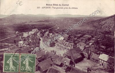 Carte postale ancienne Vue générale prise du château — Apchon (Cantal)