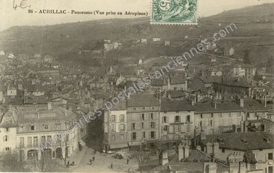 Carte postale ancienne Panorama (Vue prise en Aéroplane) — Aurillac (Cantal)