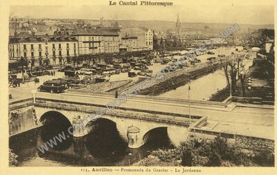 Carte postale ancienne Promenade du Gravier - La Jordanne — Aurillac (Cantal)