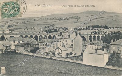 Carte postale ancienne Panorama et Viaduc — Aurillac (Cantal)