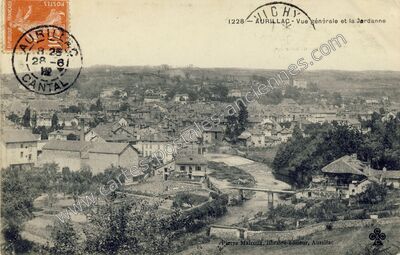 Carte postale ancienne Vue générale et la Jardanne — Aurillac (Cantal)