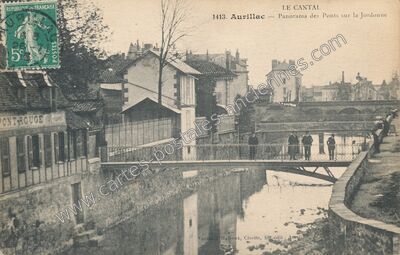 Carte postale ancienne Panorama des Ponts sur la Jordonne — Aurillac (Cantal)