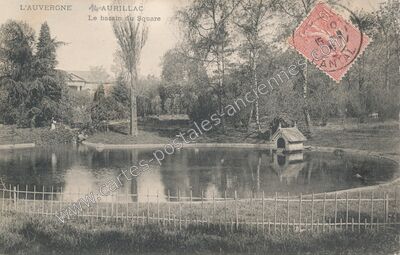 Carte postale ancienne Le bassin du Square — Aurillac (Cantal)