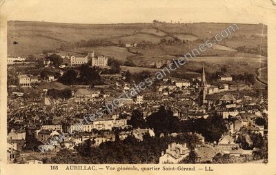 Carte postale ancienne Vue générale, quartier Saint-Géraud — Aurillac (Cantal)