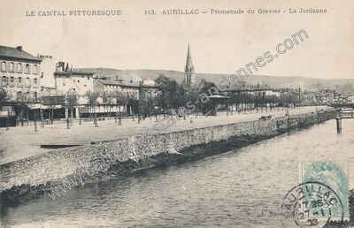 Carte postale ancienne Promenade du Gravier - La Jordanne — Aurillac (Cantal)