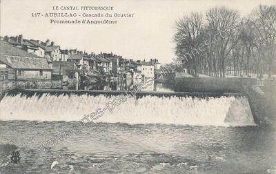 Carte postale ancienne Cascade du Gravier - Promenade d'Angoulême — Aurillac (Cantal)