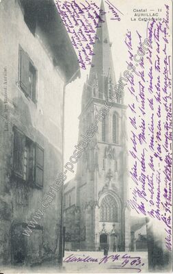 Carte postale ancienne La Cathédrale — Aurillac (Cantal)